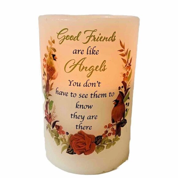Friend Cardinal Candle Sympathy Flameless Memorial Gifts Flickering Light Poem - Picture 1 of 14